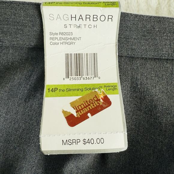 NWT Sag Harbor Woman’s Stretch Petite Size 14P Hunter Gray Dress Pants Career - Picture 4 of 8